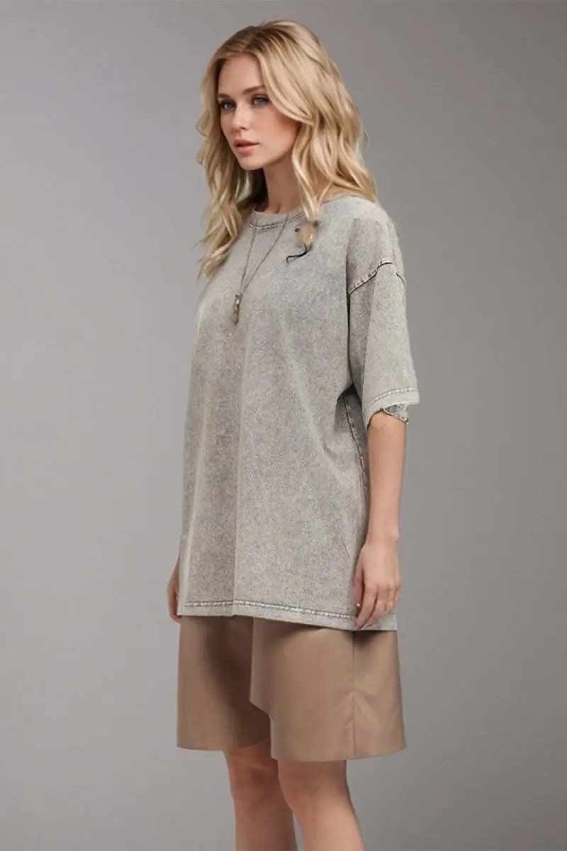 Basic Bae Round Neck Half Sleeve T-Shirt for Women - Love Salve